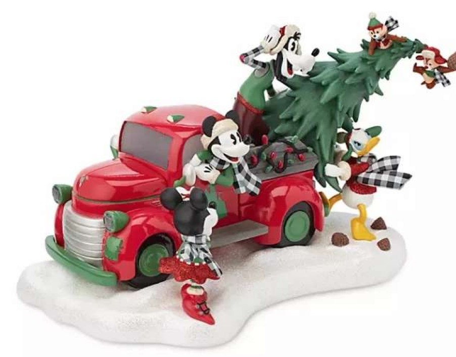 More Christmas Items * | Outlet Flash Sale Disney Holiday Figurine Mickey Mouse And Friends Truck Light Up