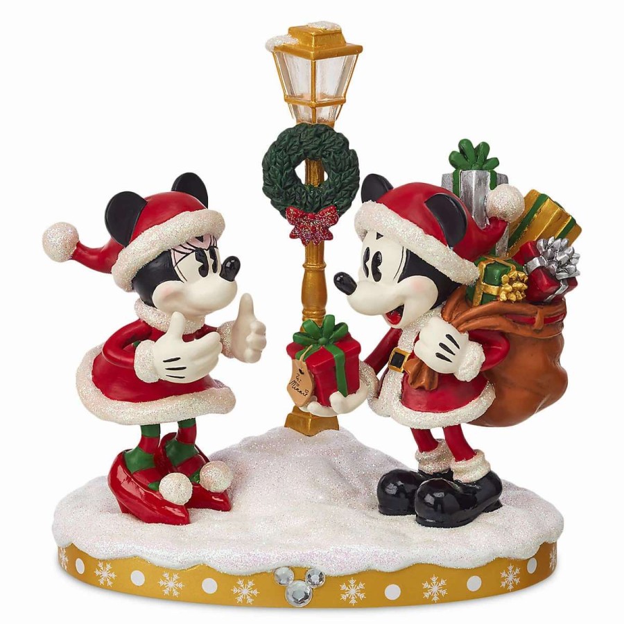 More Christmas Items * | Deals Coupon Disney Christmas Figurine Santa Mickey & Minnie Mouse Light-Up