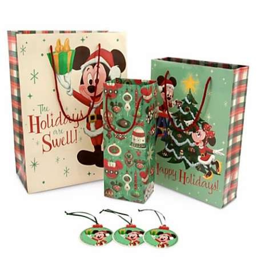 More Christmas Items * | New Cheapest Disney Holiday Gift Bag Set Mickey And Minnie Mouse