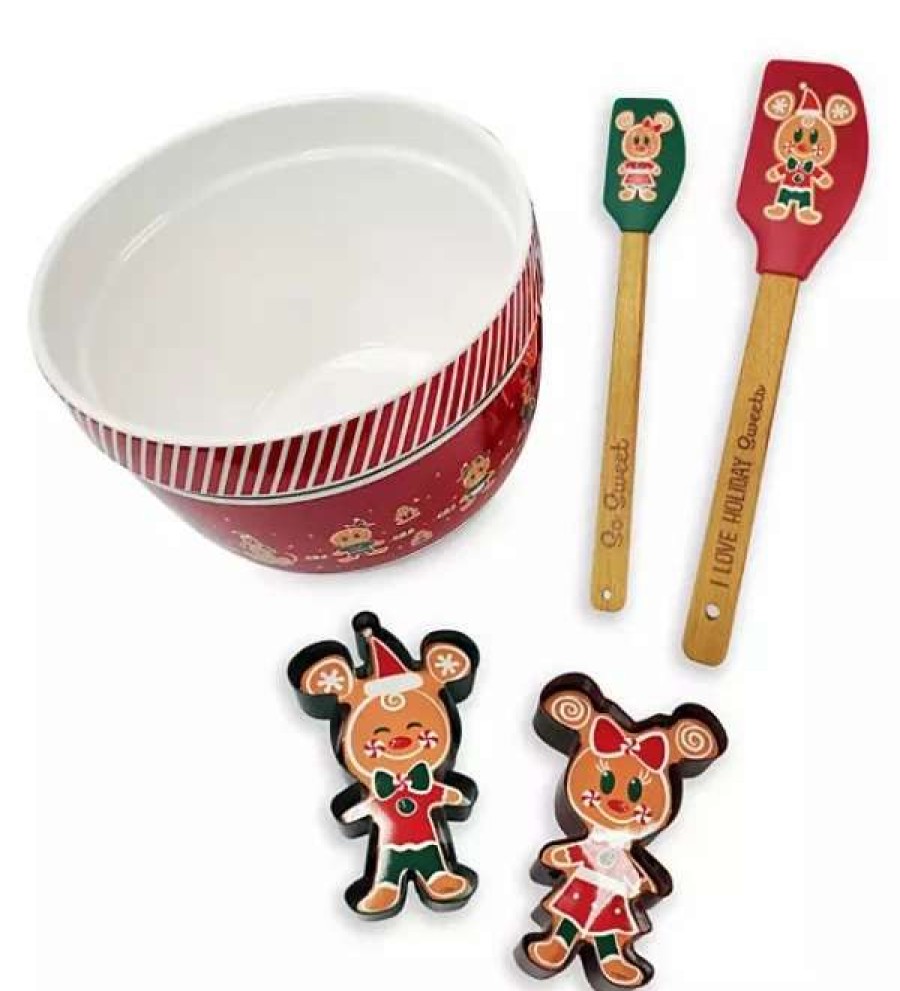 More Christmas Items * | Best Deal Cheap Disney Baking Bowl Set Mickey And Friends Gingerbread Holiday