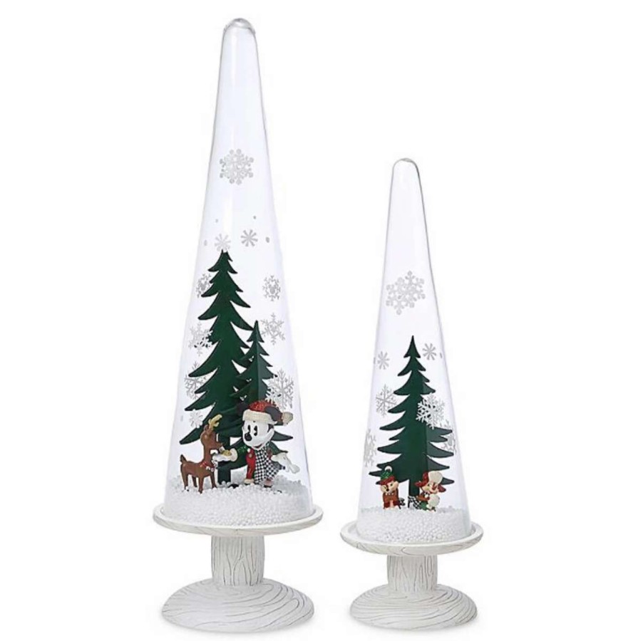 More Christmas Items * | Brand New Promo Disney Holiday Domes Set Mickey And Minnie Pedestal