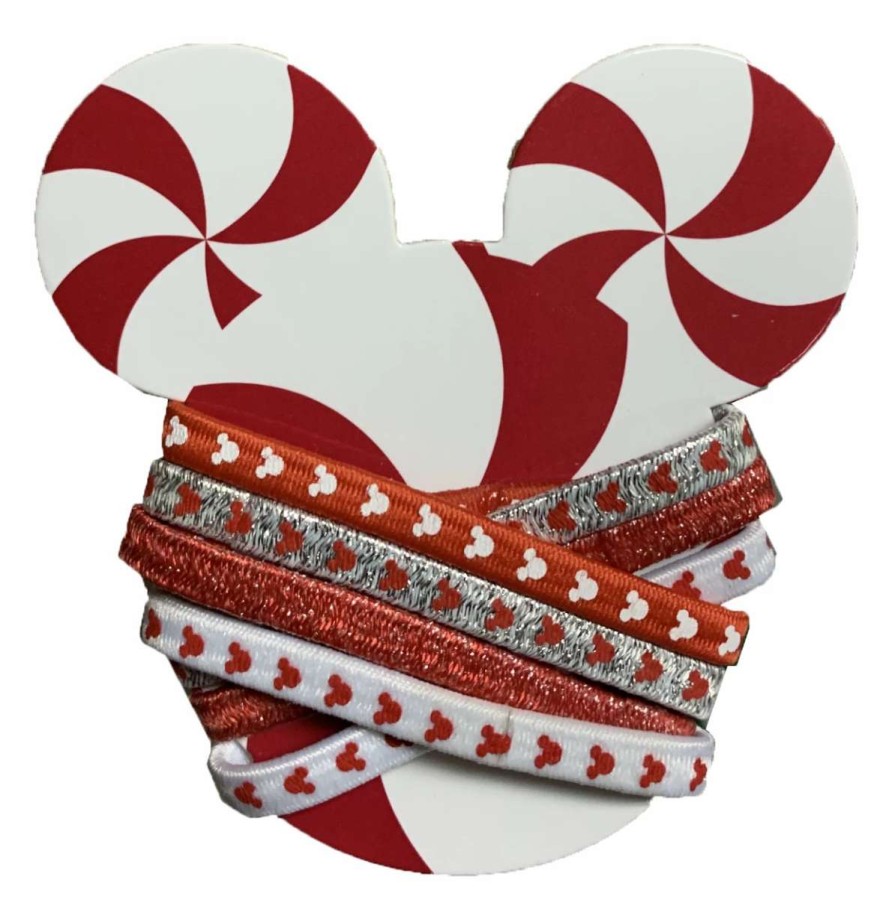 More Christmas Items * | Buy Best Reviews Of Disney Hair Ties Holiday Mickey Mouse Peppermint