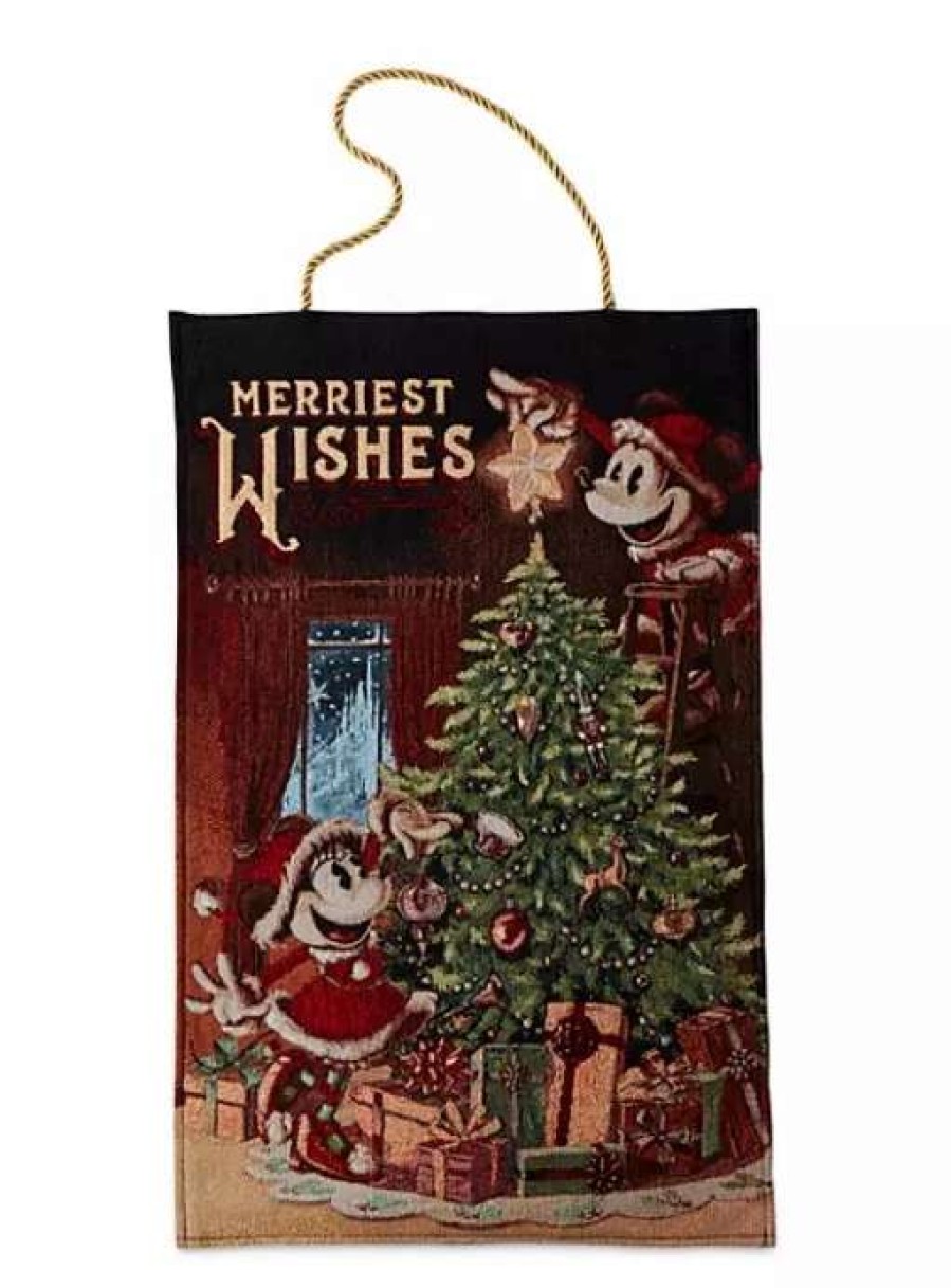 More Christmas Items * | Coupon Deals Disney Holiday Wall Hanging Mickey & Minnie Tapestry Light Up