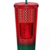 More Christmas Items * | Best Reviews Of Cheapest Disney Starbucks Tumbler Christmas Geometric Red & Green