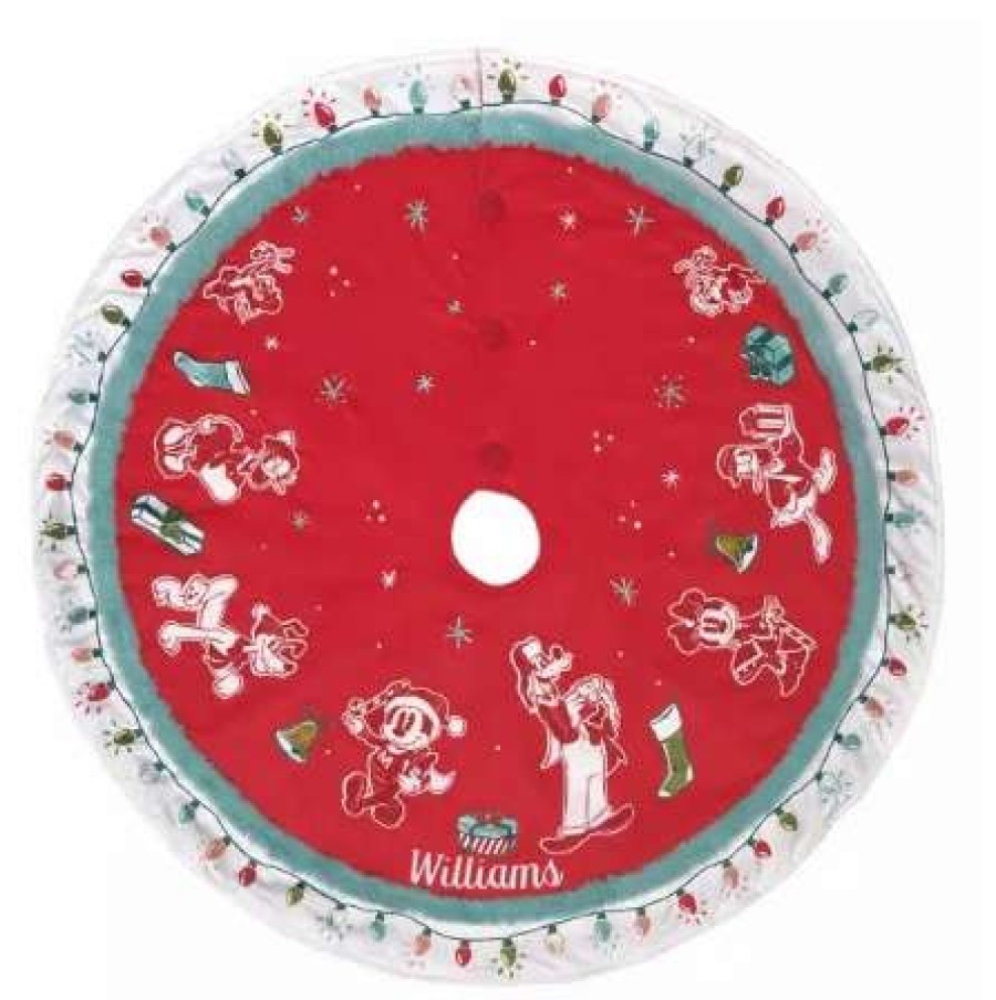 Tree Skirts * | Cheap Buy Disney Christmas Tree Skirt Mickey & Friends Vintage Red