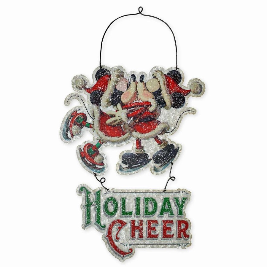 More Christmas Items * | Deals New Disney Door Hanger Sign Mickey And Minnie Mouse Holiday Cheer