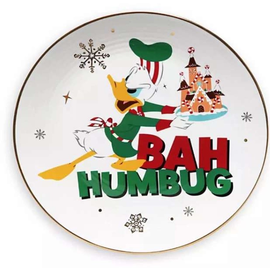 More Christmas Items * | New Coupon Disney Dessert Plate Holiday Donald Duck Bah Humbug