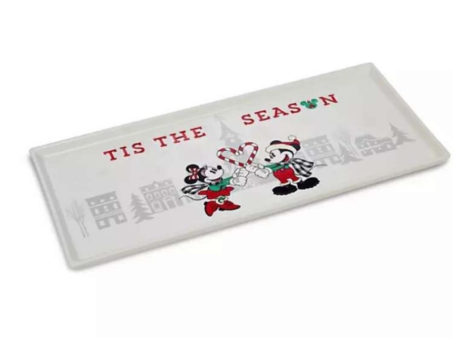 More Christmas Items * | Buy Best Deal Disney Holiday Platter Mickey And Minnie Mouse Rectangular