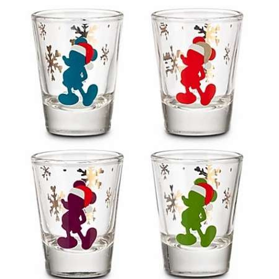 More Christmas Items * | Coupon Top 10 Disney Shot Glass Set Christmas Santa Mickey Mouse