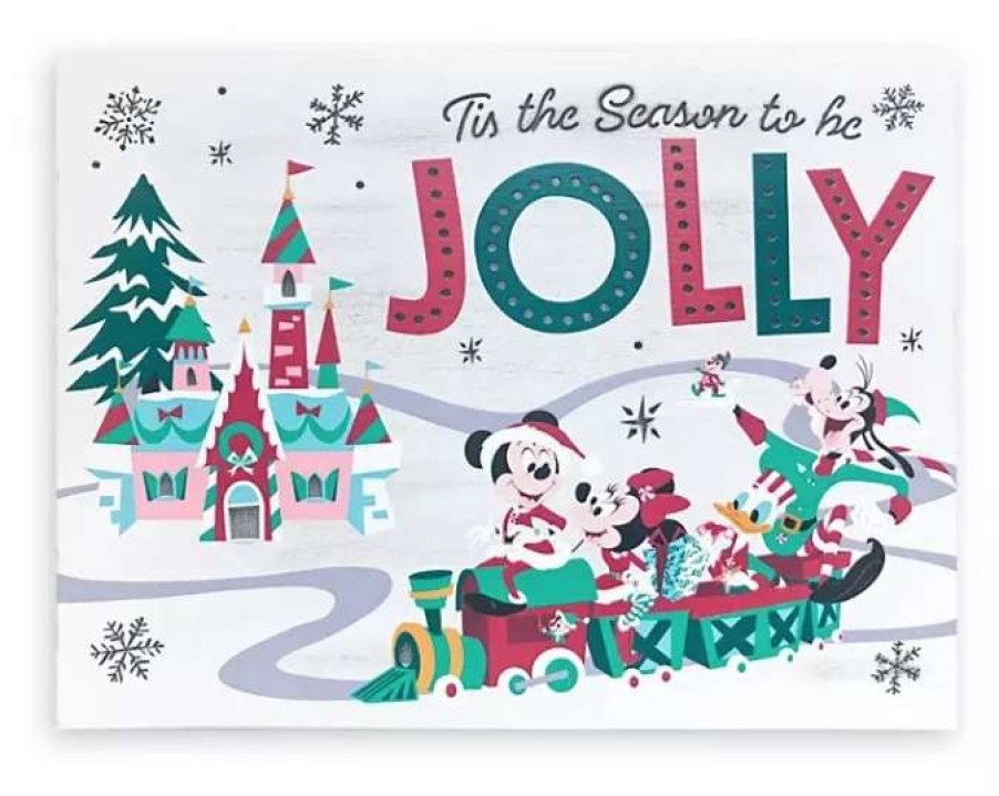 More Christmas Items * | Best Deal Promo Disney Light Up Sign Holiday Mickey And Friends Jolly