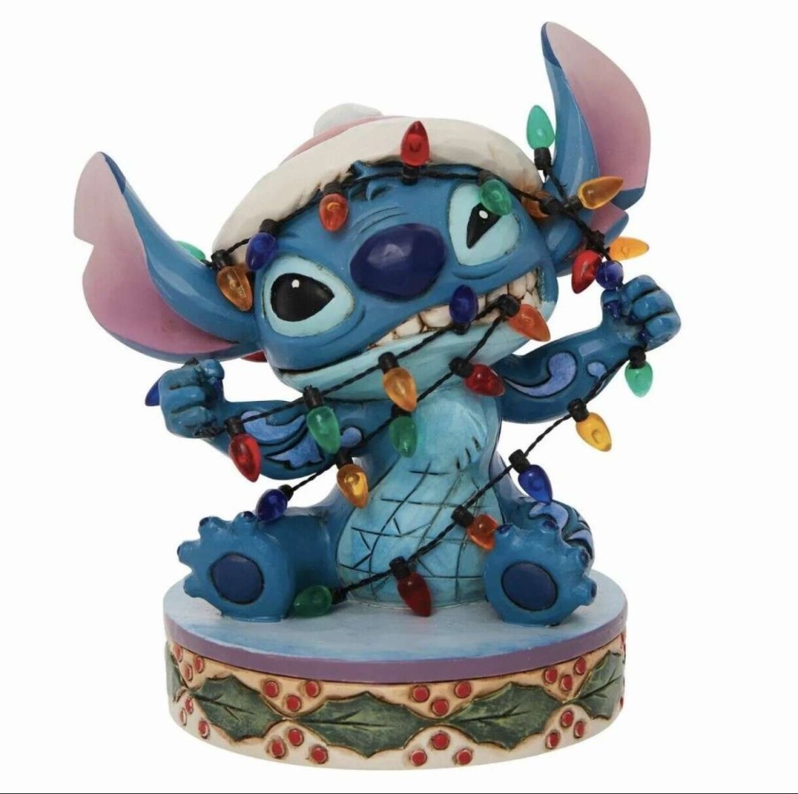 More Christmas Items * | Brand New Hot Sale Disney Jim Shore Figure Stitch Wrapped In Christmas Lights