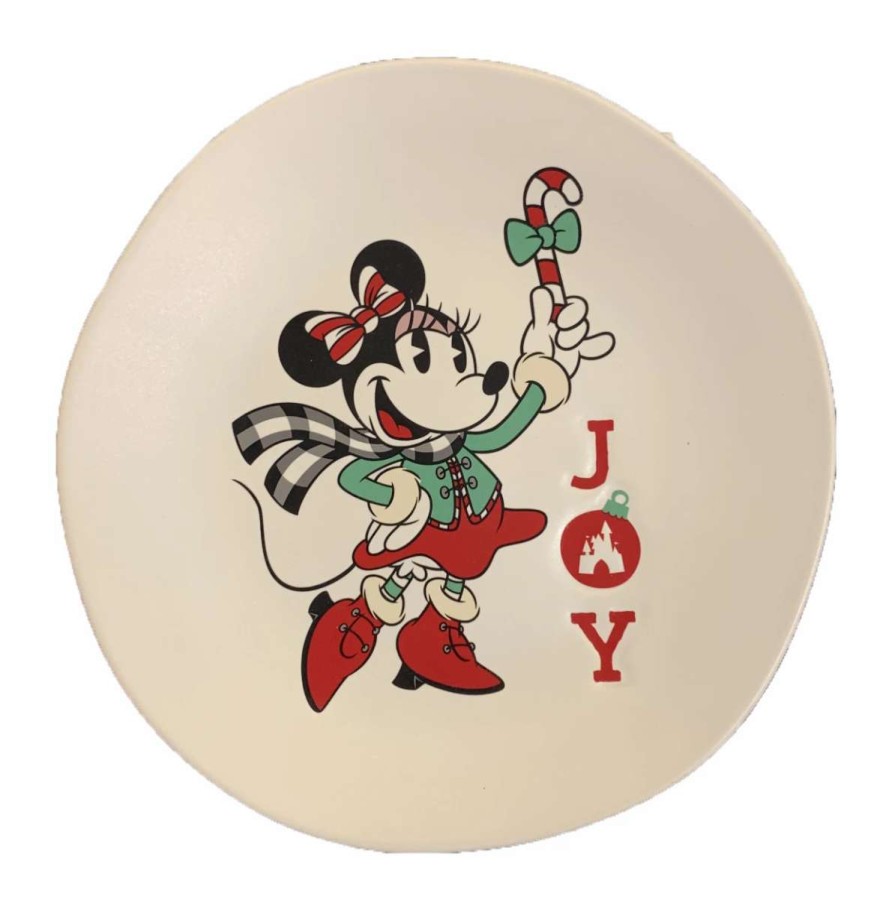 More Christmas Items * | Promo Top 10 Disney Dessert Plate Holiday Minnie Joy