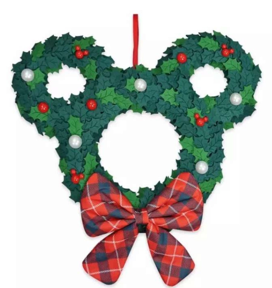 More Christmas Items * | Best Reviews Of Best Reviews Of Disney Door Hanger Holiday Mickey Mouse Wreath