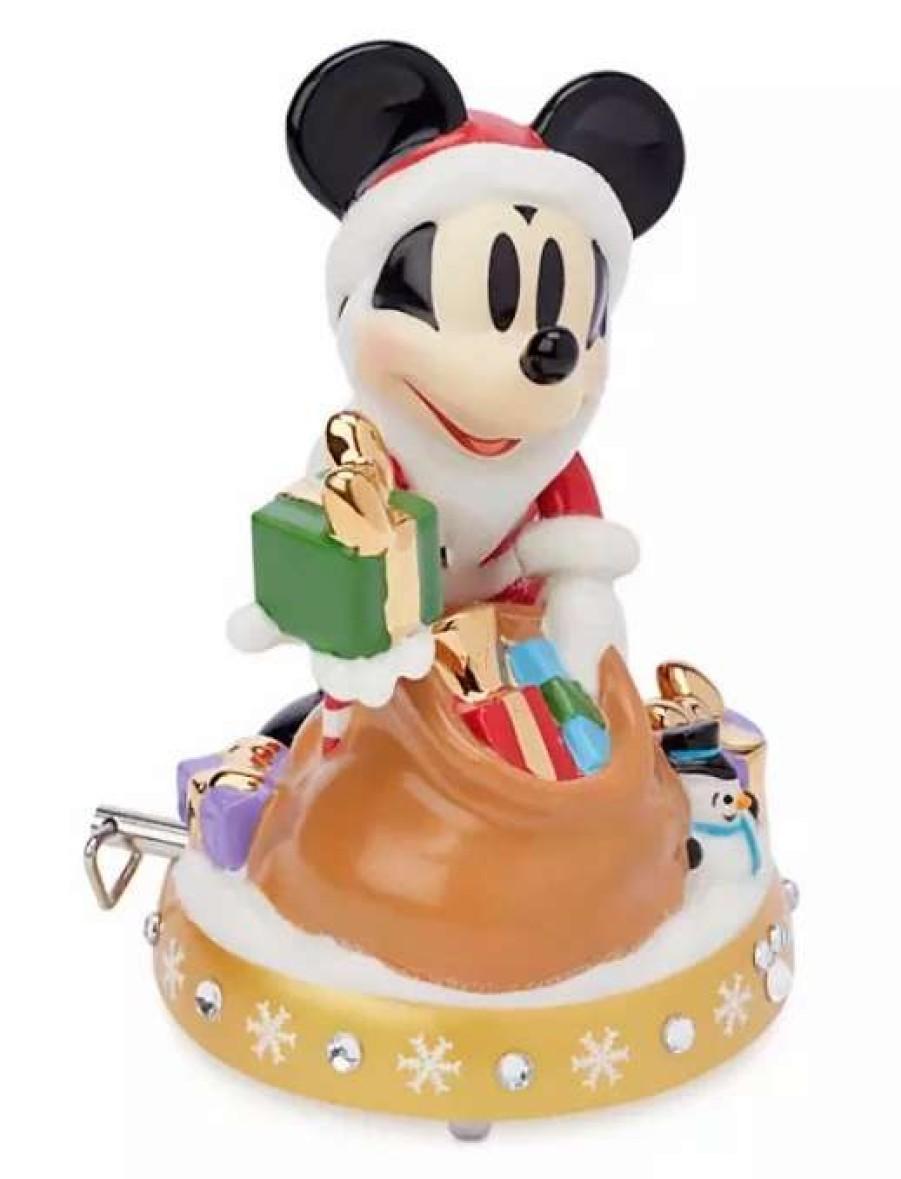 More Christmas Items * | Brand New Buy Disney Musical Figurine Santa Mickey Mouse With Gifts