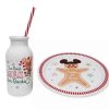 More Christmas Items * | Outlet Promo Disney Plate And Bottle Set Mickey Milk And Cookies For Santa