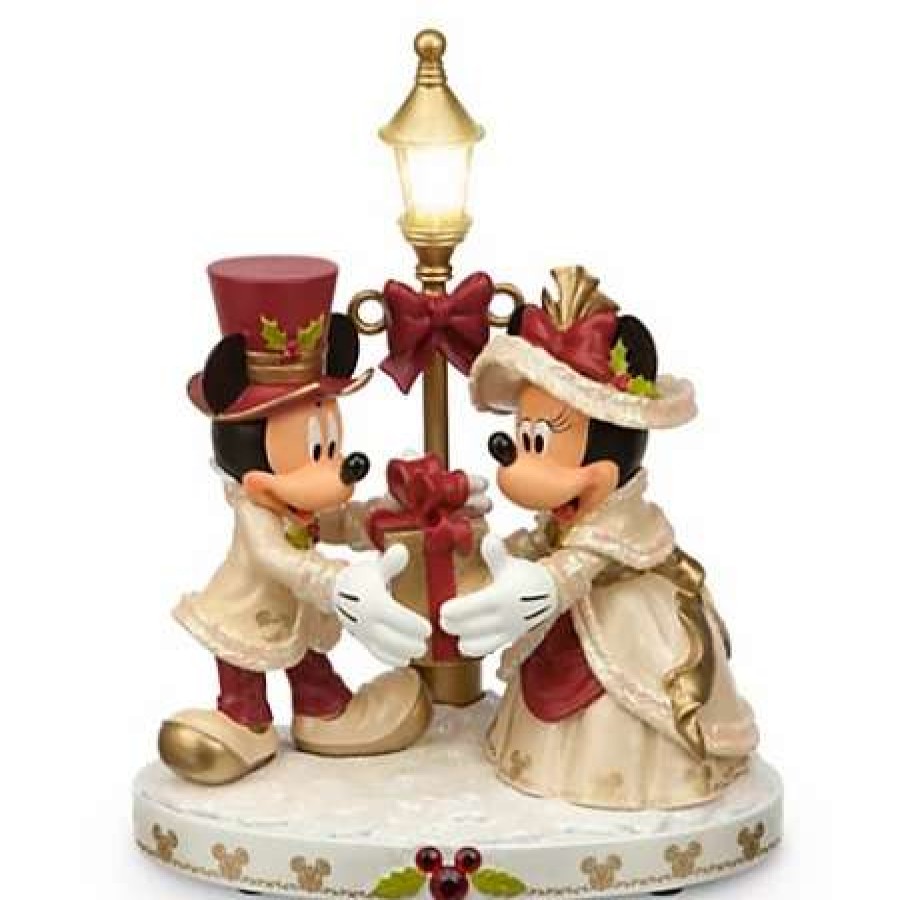 More Christmas Items * | Flash Sale Brand New Disney Christmas Figurine Mickey & Minnie Mouse Light-Up Victorian