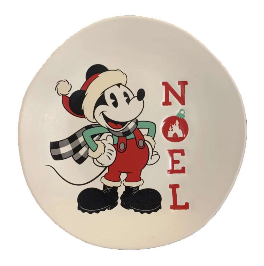 More Christmas Items * | Coupon Best Pirce Disney Dessert Plate Holiday Mickey Noel