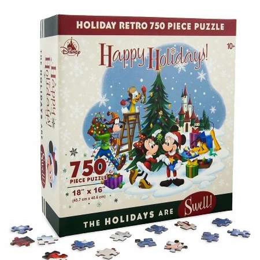 More Christmas Items * | Best Reviews Of Best Deal Disney Jigsaw Puzzle Happy Holidays Santa Mickey And Friends