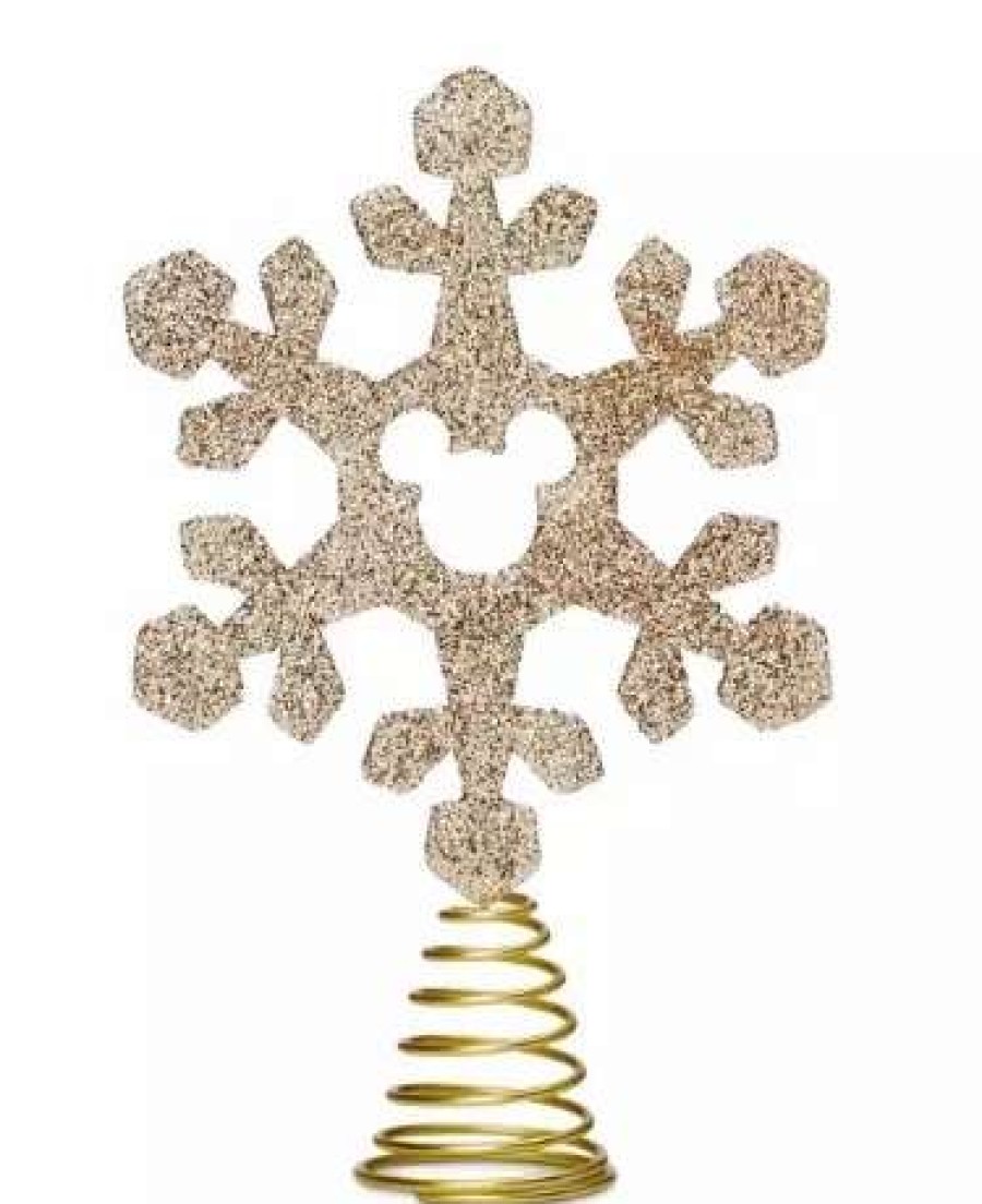 More Christmas Items * | Best Deal Budget Disney Tree Topper Mickey Mouse Snowflake Gold