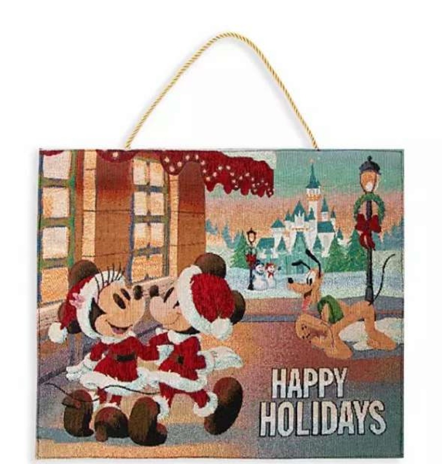 More Christmas Items * | Deals Hot Sale Disney Holiday Door Hanger Mickey And Friends Light-Up Tapestry