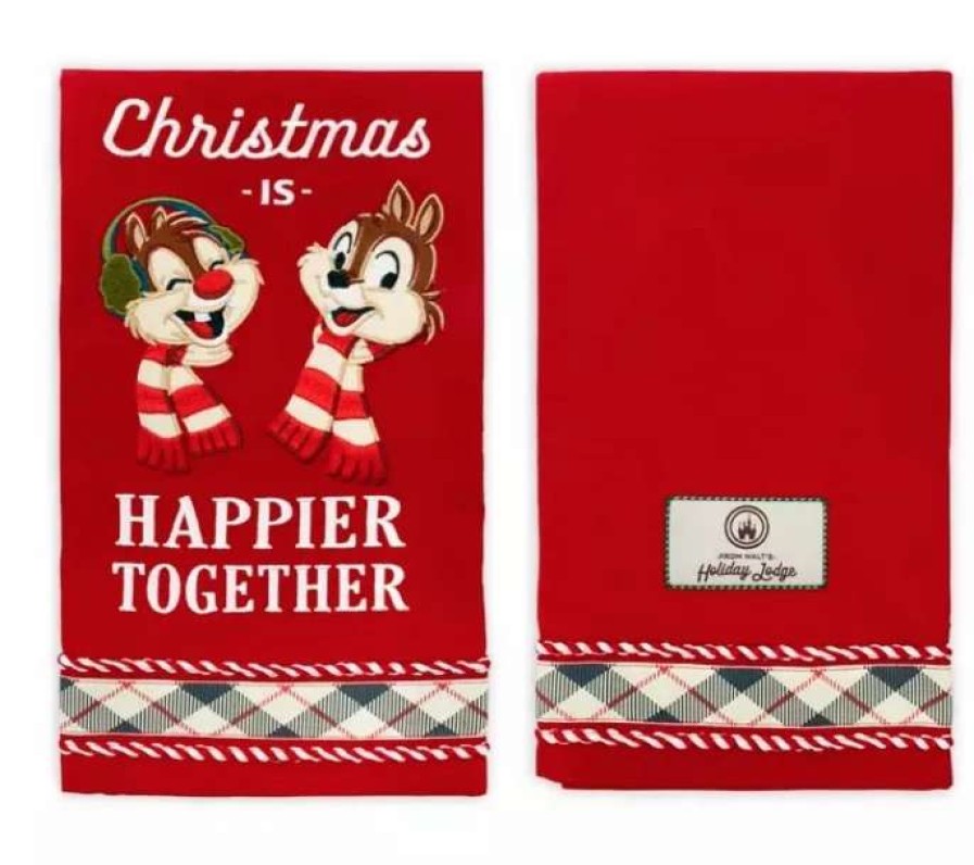 More Christmas Items * | Flash Sale Discount Disney Kitchen Towel Walt'S Holiday Lodge Chip 'N Dale