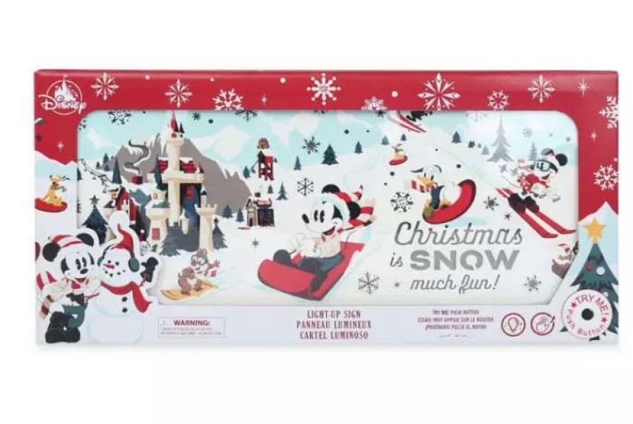 More Christmas Items * | Wholesale Discount Disney Light-Up Sign Holiday Mickey & Friends Snow Much Fun