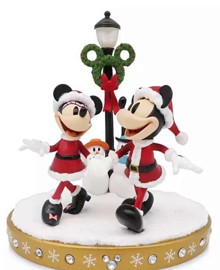 More Christmas Items * | Flash Sale Best Sale Disney Holiday Figure Santa Mickey & Minnie Lamp Post Light Up