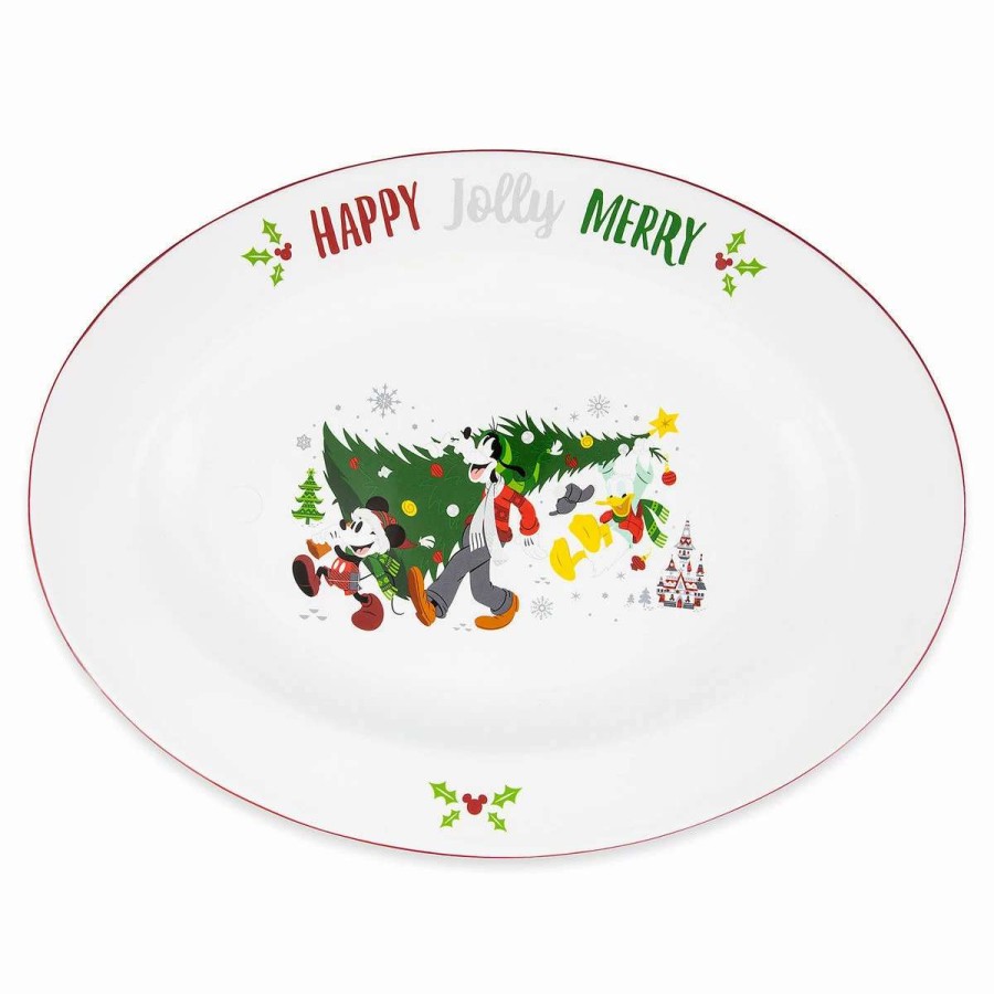 More Christmas Items * | Hot Sale Top 10 Disney Serving Platter Santa Mickey Mouse And Friends Holiday