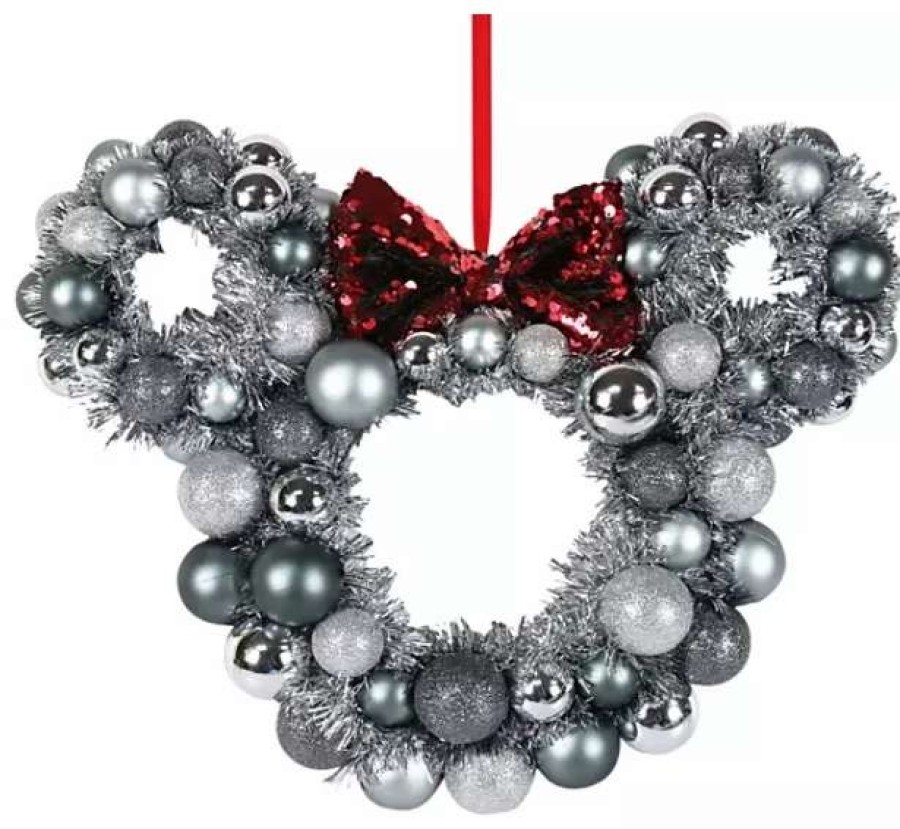 More Christmas Items * | Best Pirce Cheapest Disney Wreath Holiday Mickey Mouse Icon Silver