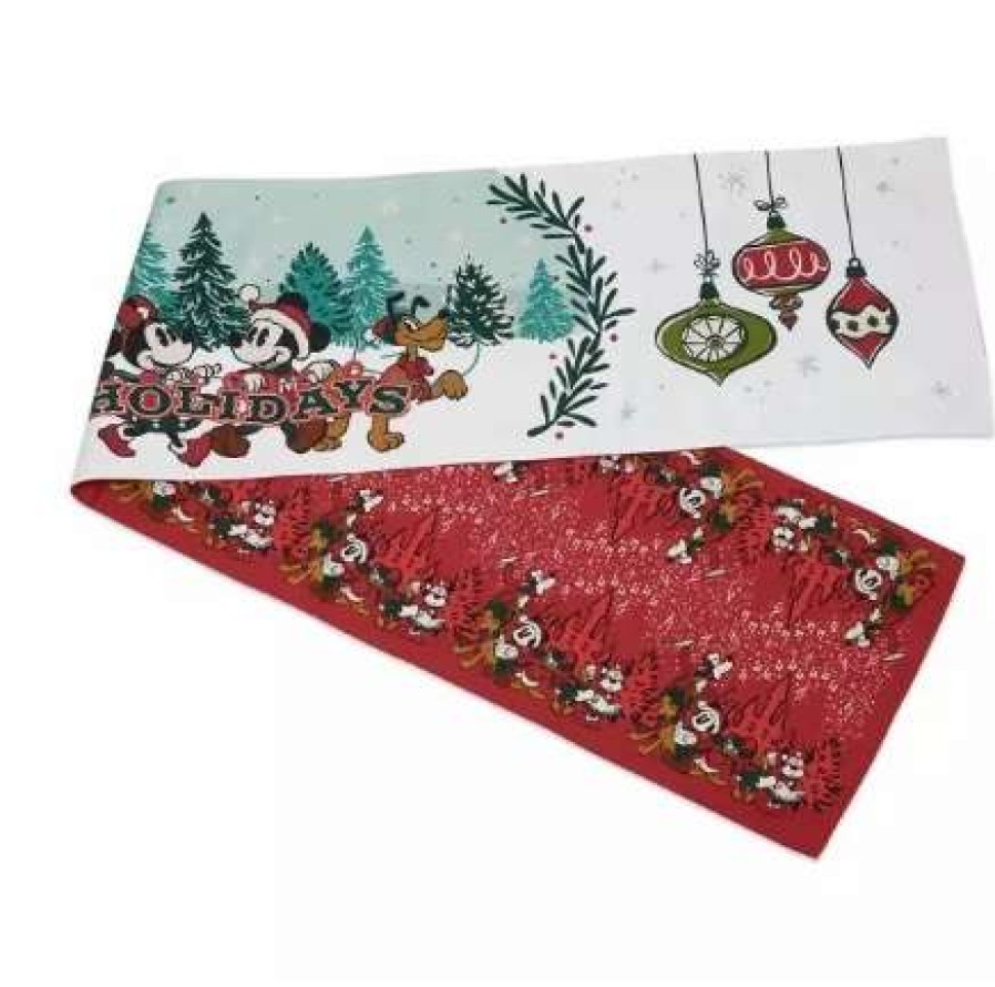 More Christmas Items * | Discount Hot Sale Disney Table Runner Holiday Mickey & Friends Reversible