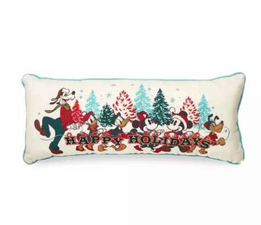 More Christmas Items * | Wholesale New Disney Throw Pillow Happy Holidays Mickey & Friends