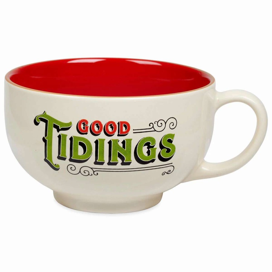 More Christmas Items * | Cheap Top 10 Disney Holiday Soup Bowl Mug Good Tidings Santa Mickey And Minnie