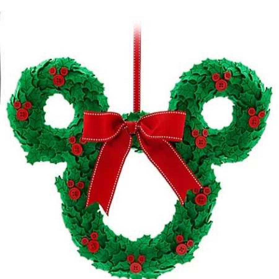 More Christmas Items * | Cheapest Best Pirce Disney Christmas Door Hanger Mickey Mouse Wreath With Bow