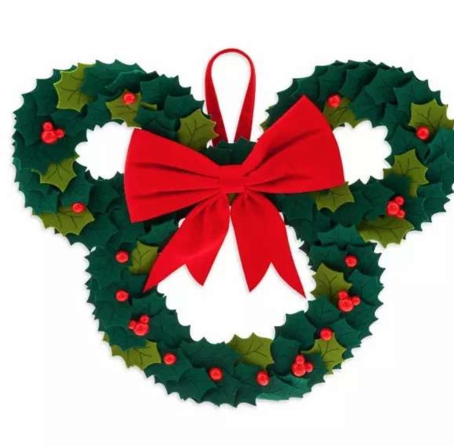 More Christmas Items * | Coupon Best Reviews Of Disney Holiday Door Hanger Mickey Mouse Icon Wreath