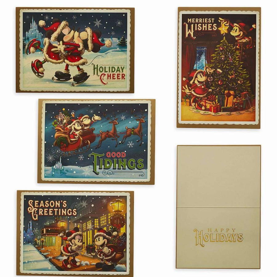 More Christmas Items * | Best Pirce Outlet Disney Holiday Greeting Cards Turn Of The Century Mickey & Minnie