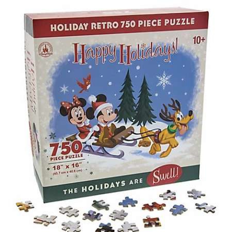 More Christmas Items * | Best Pirce Best Pirce Disney Jigsaw Puzzle Happy Holidays Santa Mickey And Friends