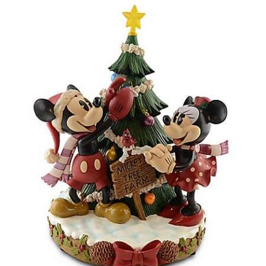 More Christmas Items * | Coupon Promo Disney Medium Figure Christmas Minnie And Mickey Mouse Tree Farm