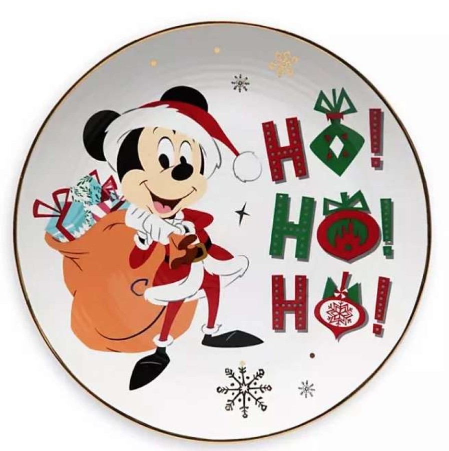 More Christmas Items * | Hot Sale Best Pirce Disney Dessert Plate Holiday Santa Mickey Mouse Ho Ho Ho