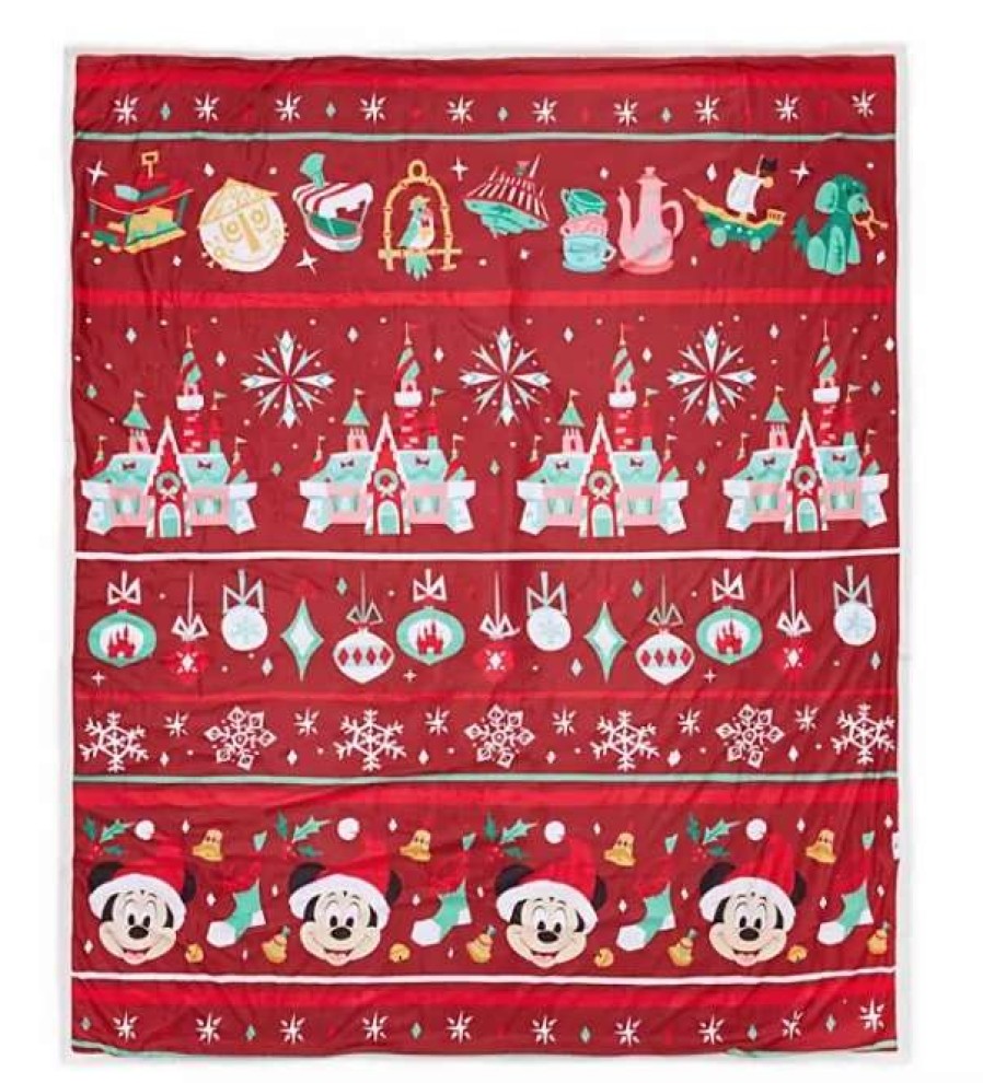 More Christmas Items * | Best Pirce Hot Sale Disney Throw Blanket Mickey Mouse Holiday Disney Parks