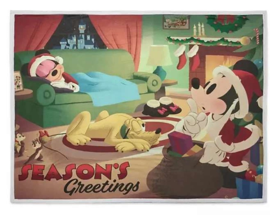 More Christmas Items * | Budget Wholesale Disney Throw Blanket Mickey And Friends Holiday Season'S Greetings